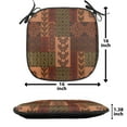 thumbnail image 5 of Geometric Chair Seating Cushion Set of 6, Style Geometric Folk Design Geometric Floral Motifs Print, Seat Pads for Office with Anti-slip Backing, 16"x16", Pink Green and Brown, by Ambesonne, 5 of 6