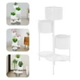 thumbnail image 4 of Corner Plant Stand, 3 Tier Foldable Corner Shelf, Metal Flower Display Stand for Balcony Living Room Office Decor, No Assembly (White), 4 of 15