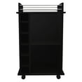 thumbnail image 2 of Black Bar Cart With Two Shelves And Six Wine . Four Locking Feature. Spacious Top Metal Rail. Glass Door Cabinet Interior Shelves. Holds Liquor Bottles. 21.71 In. Depth X 16.69 Width 35.6 Height., 2 of 4