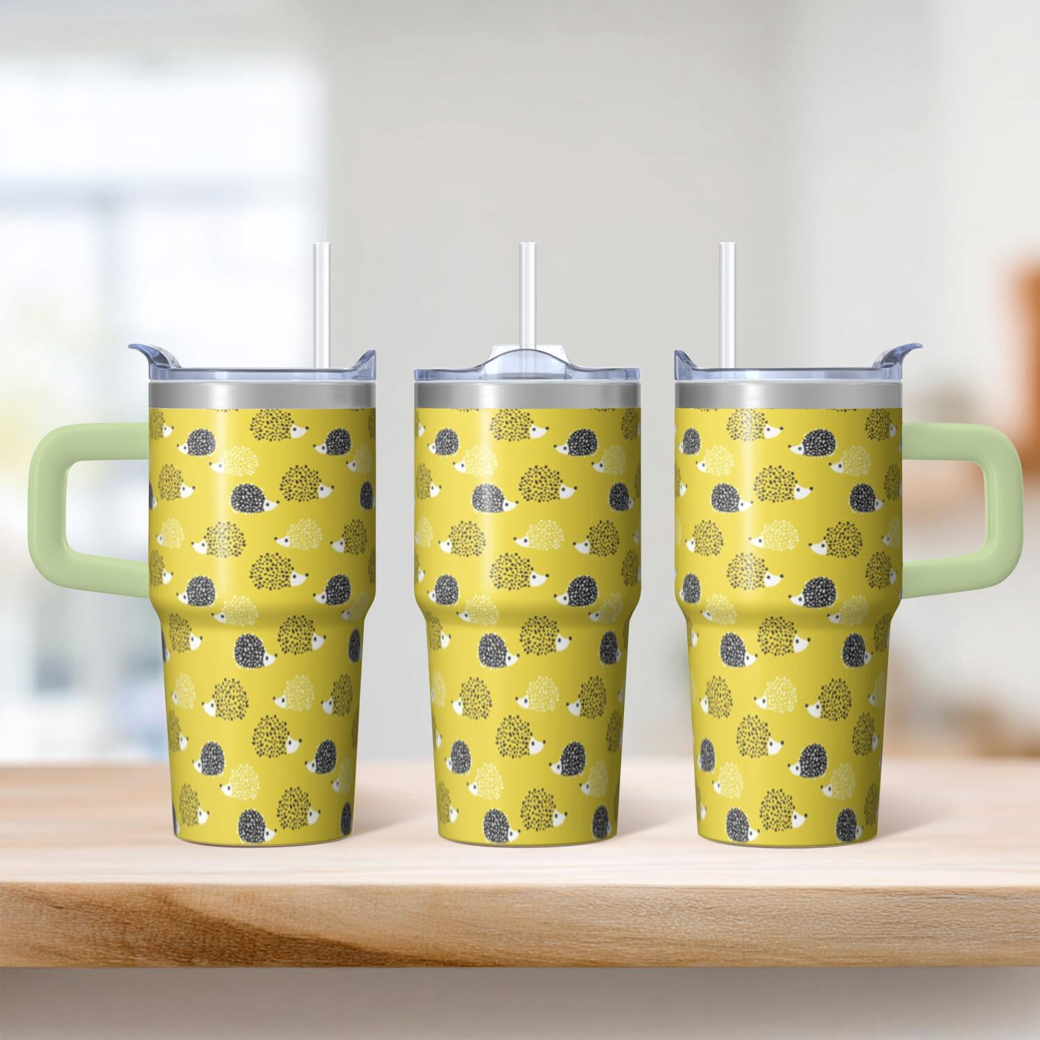 20oz Hedgehog Stainless Steel Tumbler with Handle and Straw Insulated Travel Coffee Mug Water Bottle with Lid and Straw Lightweight Yet Sturdy Design for Hiking Camping Gift for Women Men