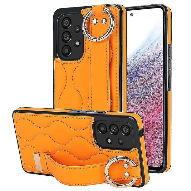Funda de PU con anillo de cobertura total antideslizante para Samsung Galaxy A53 5g con pulsera