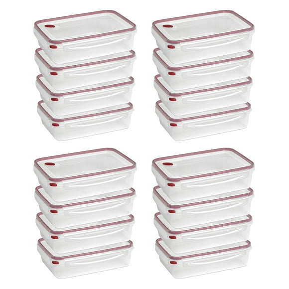 Sterilite 16 Cup Rectangle UltraSeal Food Storage Container, Red (16-Pack)
