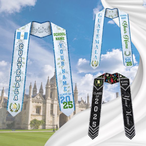 Personalized Guatemalan Graduation Sash 2025, Custom Graduation American Flag Stole, Guatemala Graduation Stole, Guatemalan Graduation 2025