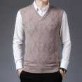 thumbnail image 2 of Mens Fashion Casual Jacquard V Neck Bottomed Plaid Shirt Sleeveless Sweater Vest, 2 of 5