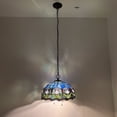thumbnail image 6 of Tiffany Pendant Lights Fixture Blue Purple Stained Glass Tulips LED Bulb Included for Dining Room Hotel Restaurant Cafe 16"W*16"D*75"H, 6 of 6