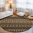 thumbnail image 3 of Round Area Rug 4ft Brown Boho Diamonds Floor Carpets Indoor Floor Area Mat Stain-Proof Mat Circle Rugs for Living Room Dining Room Kitchen Bedroom, Bohemian Tribal Zigzags Circles Sofa Throw Carpet, 3 of 9
