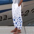 thumbnail image 2 of Pantalones de verano para mujer, informales, cómodos, con bolsillo suelto, con estampado floral Pompotops  ulkah939793, 2 of 4