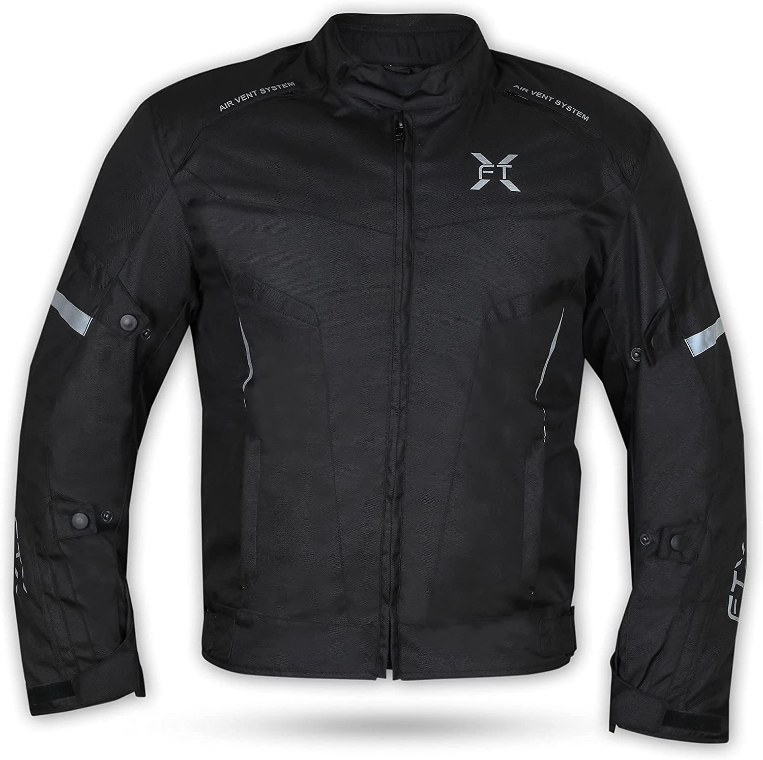 FTX Motorcycle Jacket For Men Waterproof Riding Jacket Textile Windproof Men's Safety Jacket Textile Motorbike CE Armored All Season Hi-Vis Reflective Jacket (Full Black, s)
