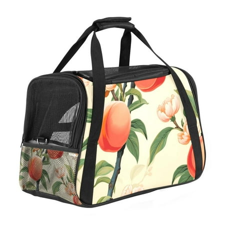 Peach Premium Fabric Cat Carrier Bag - 17x10x11.8 in - 900D Oxford Cloth  Sherpa Base  Nylon Webbing - Stylish and Comfortable Pet Travel Tote