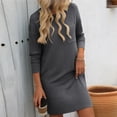 thumbnail image 5 of Kaemgyyd Womens T Shirt Dress Fall Casual Crew Neck Mini Dresses with Pocket Loose Long Sleeve Tunic Dress, 5 of 6