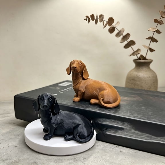 KGJQ 3D Printed Dachshund Sculpture, Miniature Dog Figurine, Matte Finish Dog Statue, Artistic Pet Memorial Gift