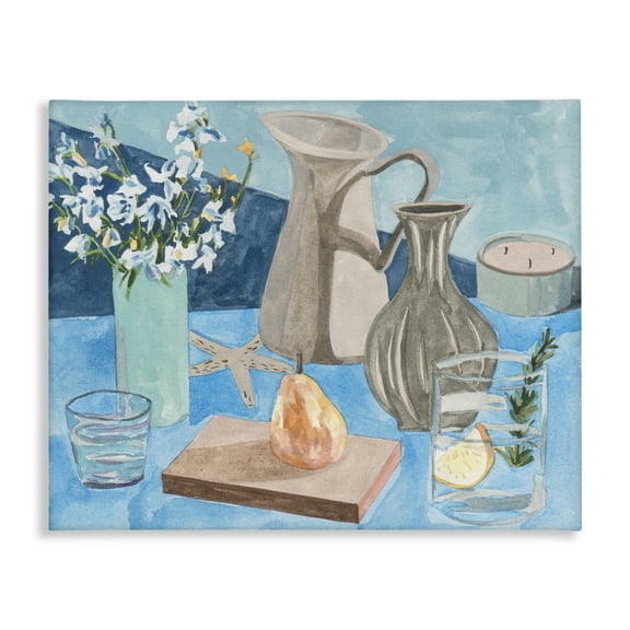 Stupell Industries Still Life with Vases Plants & Flowers Painting Wrapped Canvas Art Print Wall Art, 20 x 16