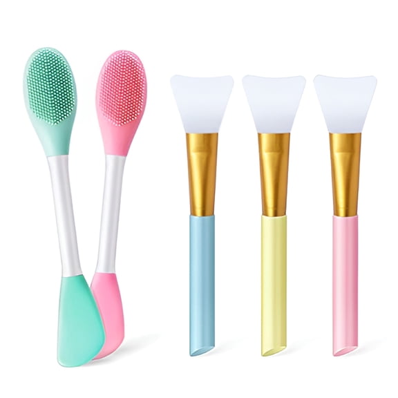 RAGUPEL 5pcs Silicone Face Mask Brush Applicator Makeup Brushes, Silicone Facial Mask Brush Face Mask Applicator Brush Facial Brushes Set, Makeup Tools for Apply Mask Cream Lotion