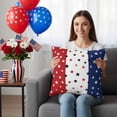 thumbnail image 4 of 2 Pack Outdoor Waterproof Throw Pillows,4th of July Stars Blue Red White Thin Decorative Square Pillow Case Patio Pillows for Chair Couch Sofa 16x16in, 4 of 9