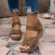 thumbnail image 2 of Bmisegm Women's Summer Fashion Solid Color Hollow Open Toe Leather Sandals Casual Comfortable Light Outdoor Sandals Sandals Women Summer Brown 7, 2 of 8