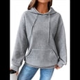 thumbnail image 2 of Sudadera con Capucha para Mujer, Informal, de Larga, con Cordón Ajustable, Estilo Waffle, Holgada, con Bolsillo Gris XL, 2 of 10