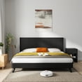 thumbnail image 5 of GVN Wooden Queen Size Headboard Modern Farmhouse Wingback Fluted Panel Design 64.4" Wide, Boho Style Wall Mount, Black, 5 of 10