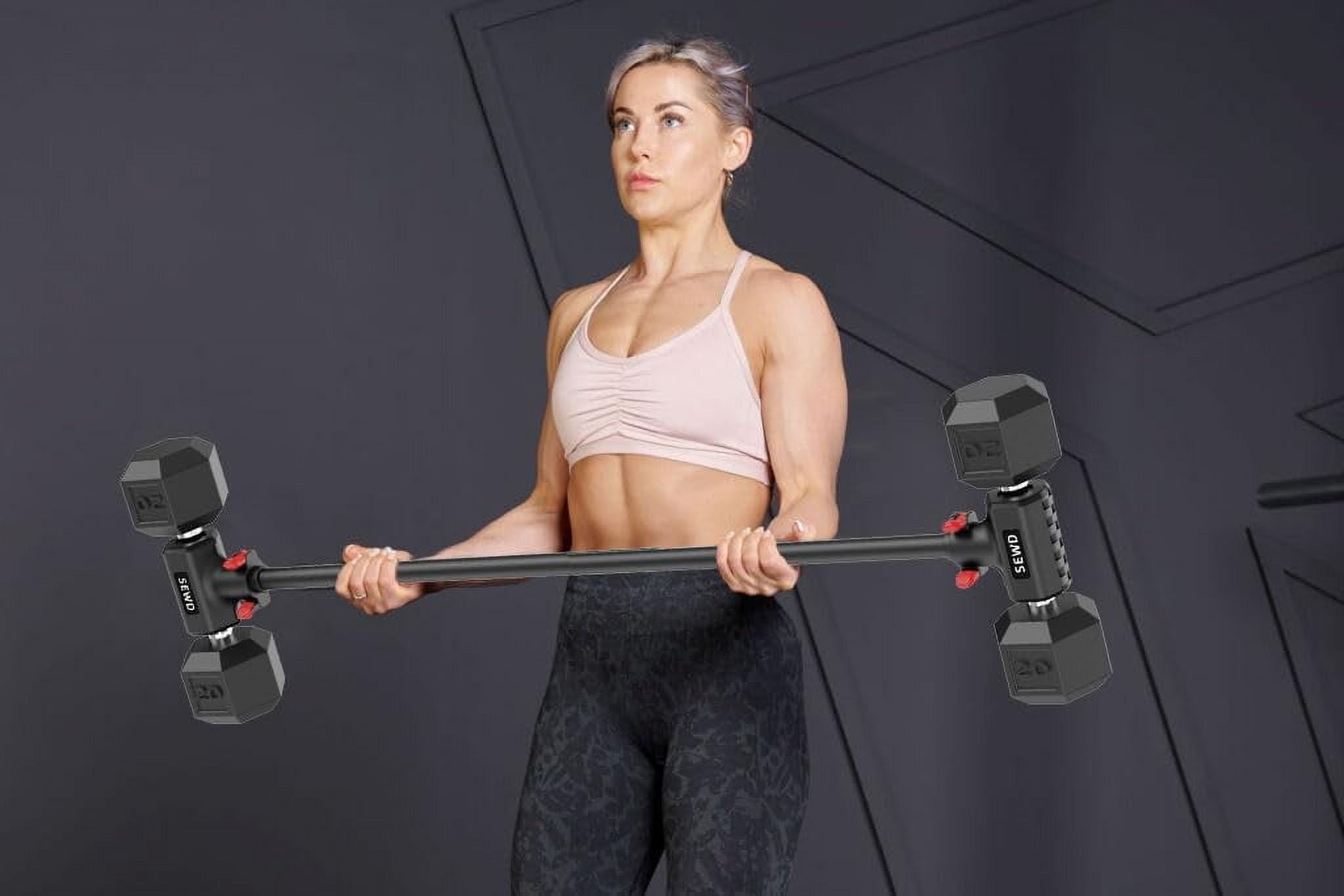 Converter Barbell Set - 220LB Capacity Adjustable Weight Lifting Bar for Home Gym Full Body Workout