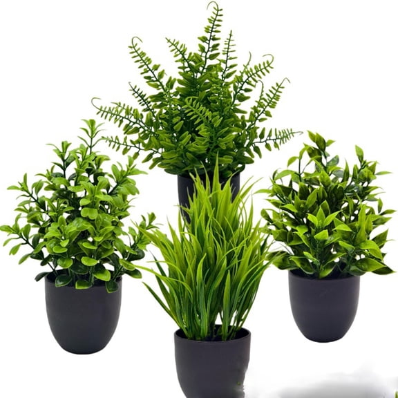 MTBLYS Artificial Plants Fake Foliage Plastic Small Potted Greenery | 8.66 Inch Tall Faux Flowers | Indoor Outdoor Home Office Table Decoration