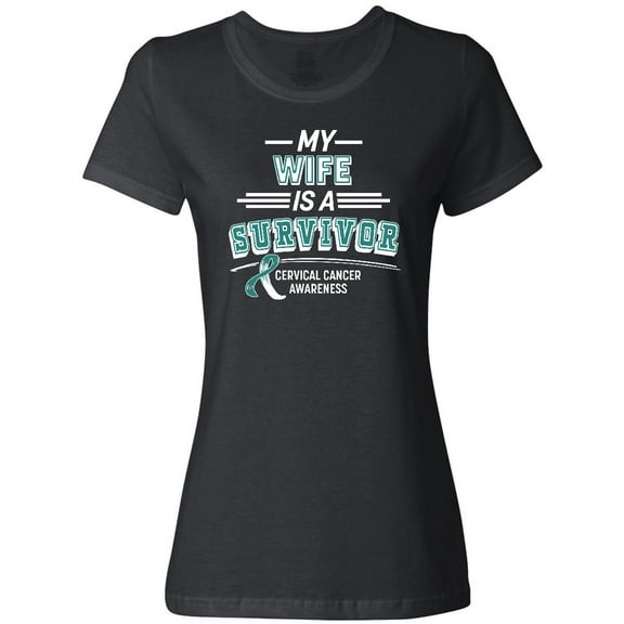 Inktastic My Wife is a Survivor Cervical Cancer Awareness Women's T-Shirt
