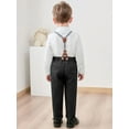 thumbnail image 4 of CARETOO Toddler Baby Boy Clothes Sets 1-5T Formal Dress Shirt Bow Tie Suspender Pants Trousers 3pcs, 4 of 12