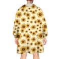 thumbnail image 2 of Beige Sunflower Pattern Wearable Oversized Blanket,Wearable Blanket Hoodie for Adults,Cozy Hooded Blankets with Super Pockets,Super Warm Fuzzy Pullover for Women & Men, 2 of 6