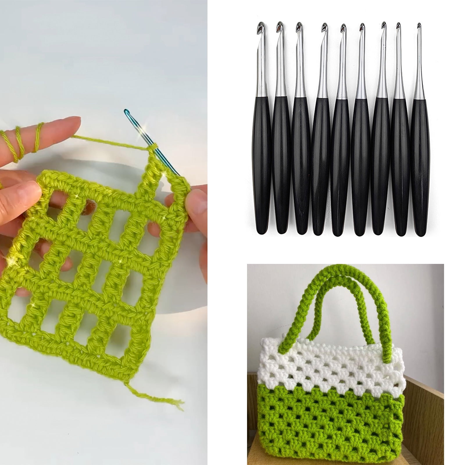 1 Set 3.5mm-8.0mm Crochet Needle Ergonomical Crochet Hook Handle Knitting Needle Craft Supplies