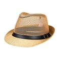 thumbnail image 2 of Panama Hats for Men Women Summer Lightweight Breathable Mesh Sun Hat Fedora Trilby Hats, 2 of 7