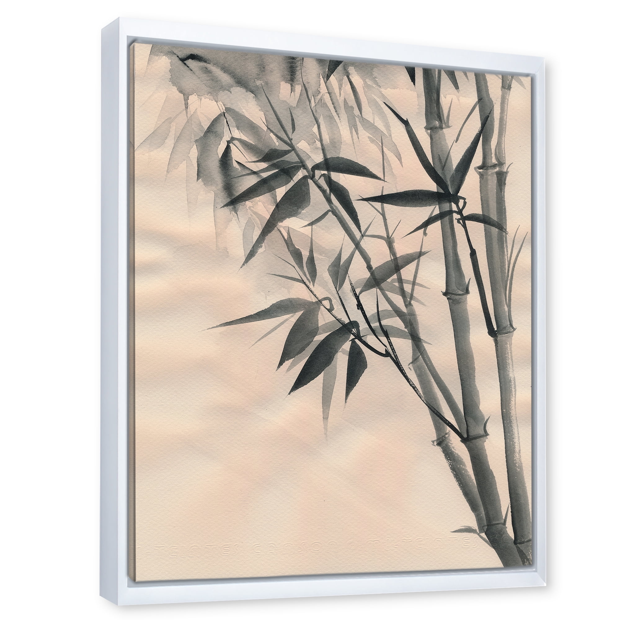 Designart 'Vintage Black and White Bamboo I' Traditional Framed Canvas Wall Art Print