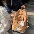 thumbnail image 4 of American Star Appliques Rtero Knapsack Large Capacity Laptop Backpack with Pendant Y2K Aesthetic College Bookbag Student Backbag Khaki, 4 of 6