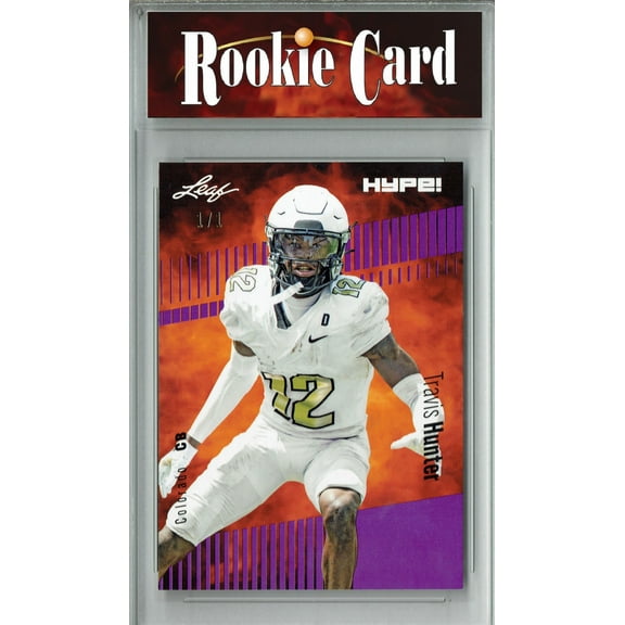 Certified Mint Travis Hunter 2023 Leaf HYPE #137 Purple Blank Back #1/1 Rookie Card Colorado Buffaloes