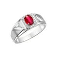 thumbnail image 4 of RYLOS Men's Rings Sterling Silver Classic 7X5MM Oval Gemstone & Diamond Ring Ruby July Birthstone Rings For Men Size 10, 4 of 7