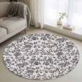 thumbnail image 2 of Spring Flowers Large Area Rugs for Bedroom Living Room, Soft Non Slip Carpet Bedside Rug, Farmhouse Dark Blue Pastoral Floral Leaf Round Floor Cover Kitchen Accent Rug 3' for Dining Room/Office, 2 of 9
