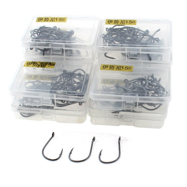 Angling Metal Barbed End Fishhook Fishing Hooks Tackle Tool 15# 240 Pcs 