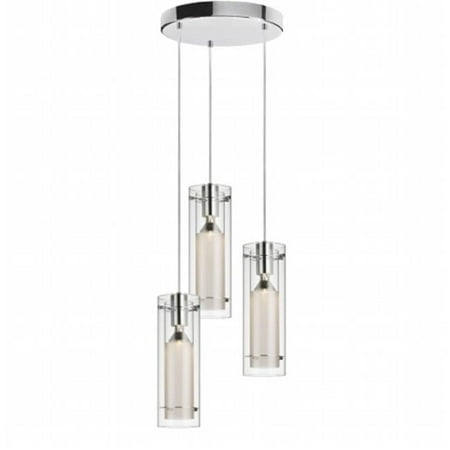 

3-Light Pendant-Round Canopy Clear Glass-Frosted Insert