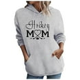 thumbnail image 2 of LEKDFST Graphic Hoodies for Women Hockey Mom Letter Print Hooded Sweatshirt Oversized Cozy Pockets Pullover Fall Tops Light Gray S, 2 of 4