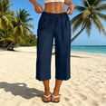 thumbnail image 2 of Posijego Women's Capri Pants Drawstring Elastic Waist Wide Leg Capris Summer Casual Cropped Loose Pants with Pockets S-3XL, 2 of 8