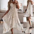 thumbnail image 2 of Femmes Robe Dentelle Grand Ourlet Été Élégant Bretelles Spaghetti Robe Midi pour la Fête, 2 of 5