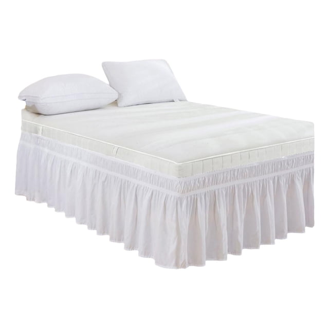 Solid Color Elastic Bed Skirt Fitted Bed Base Cover | Wraparound Dust Ruffle with Hidden Elastic Band | Easy on and Off Fits Mattress Box Spring | Hides Under-Bed Storage Keeps Bedroom Tidy
