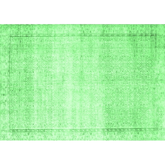 Ahgly Company Indoor Rectangle Abstract Emerald Green Contemporary Area Rugs, 5' x 8'