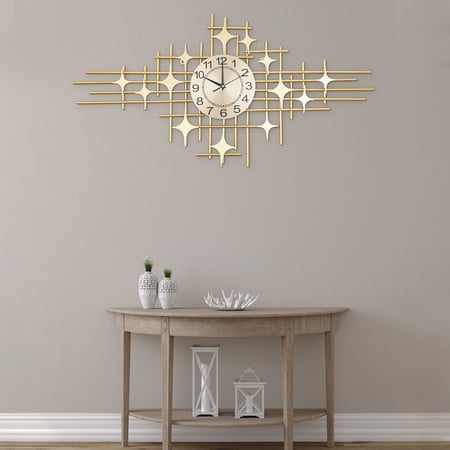 Wildnix Modern Gold Wall Clock with Silent Movement, Large 100x50cm Design, Aluminum Hands, Home Decor for Living Room