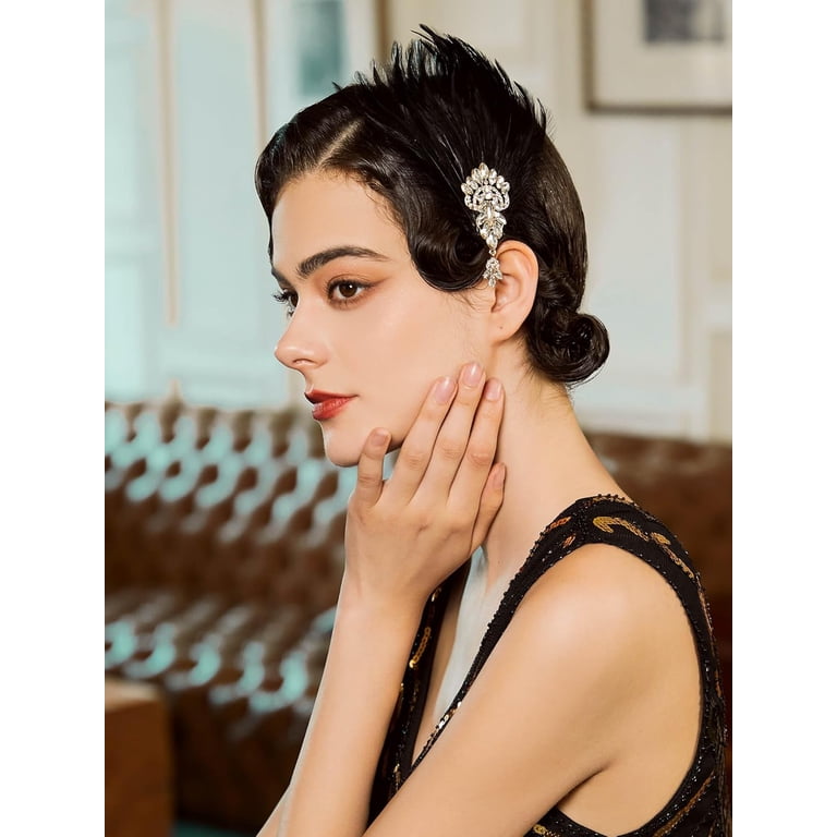 1920s Flapper Feather Headband | Roaring 20s Hair Accessories | Great Gatsby Amazon.com: BABEYOND 1920s Flapper Headband Roaring 20s  main image 3