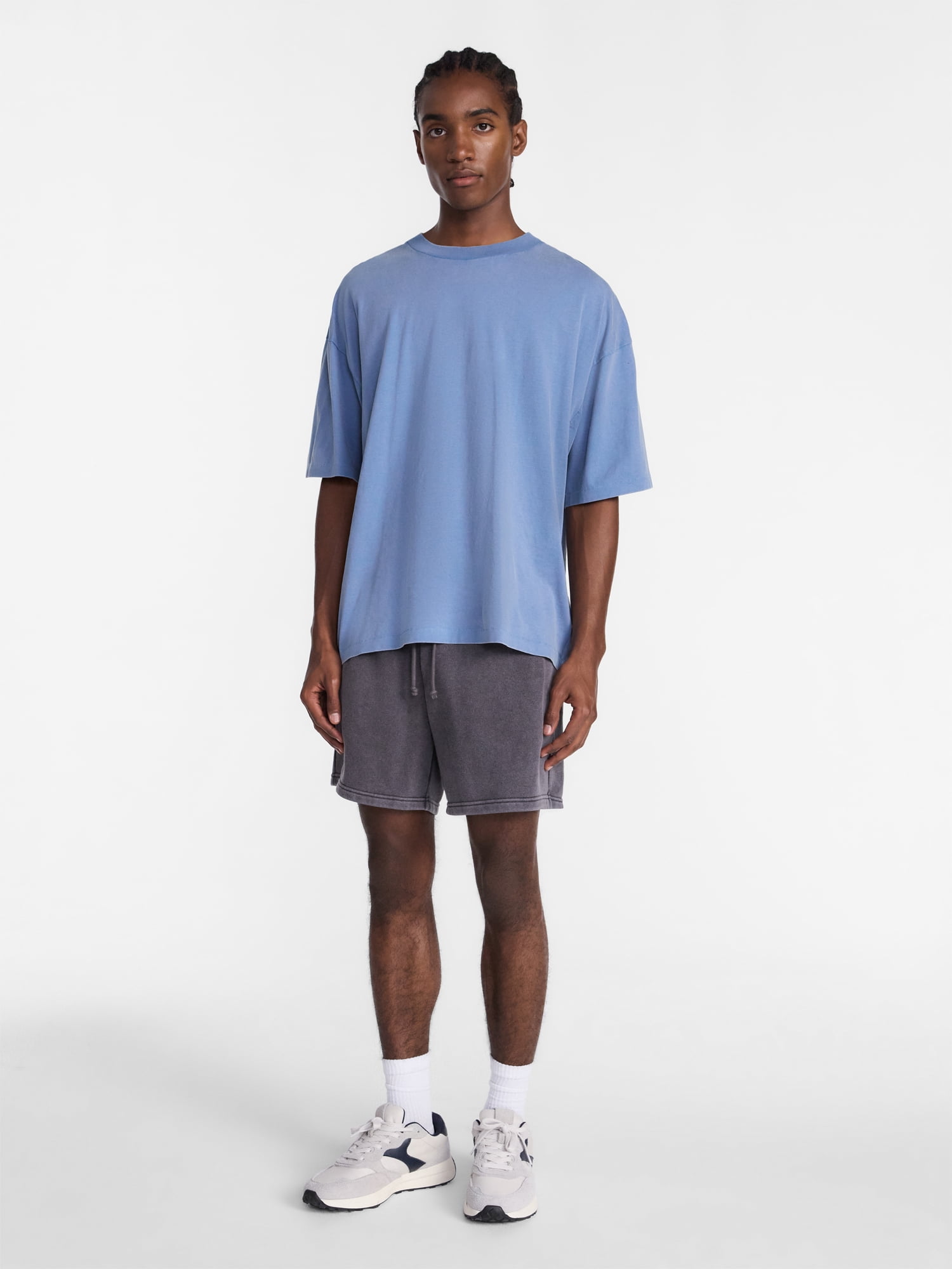 No Boundaries Men's Oversized Boxy Tee Shirt with Short Sleeves, XS-4XLT