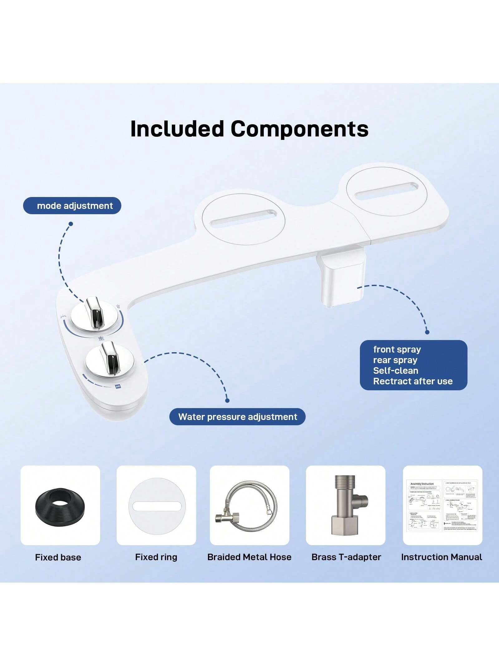 Eastvita Multifunctional Bidet Attachment & Portable Bidet Sprayer for Toilet Non Electric Self Cleaning Dual Nozzle Toilet Bidet Fresh Cold Water Sprayer Bidets for Existing Toilets w/