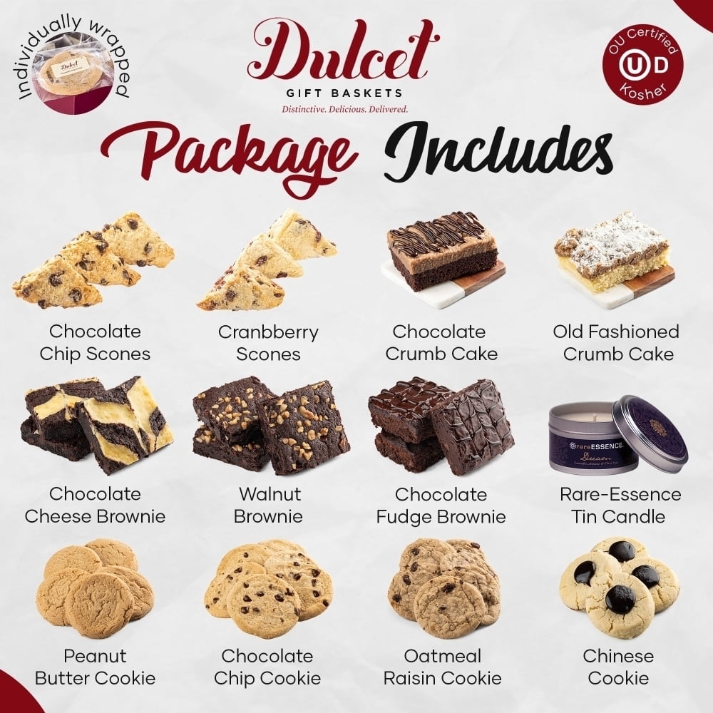 Dulcet Gift Baskets Warm Wishes Gourmet Gift Basket - Delicious Brownies, Cookies, Scones