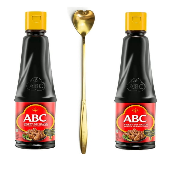 NineChef Bundle - Kecap Manis (Sweet Soy Sauce) - 600 Ml(20.2 Oz) (2 Pack) By ABC (2 pack ) + 1 NineChef Brand Long Handle Spoon