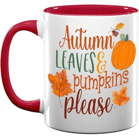 

Autumn Leaves & Pumpkins Please Fall Accent Mug Red 11Oz Pumpkin Spice Mug Autumn Mug Fall Cups Cute Mugs for Women Sweet Water Fall Decor Autumn Decor Thanksgiving Gifts Fall Gifts for Friend