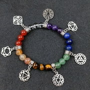 K-KED Seven Chakra Stone Bead Mala Bracelet Reiki Yoga Healing Beaded Jewelry