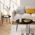 thumbnail image 2 of Yoneston 27.56" Round Nesting Coffee Table Set of 2, Wooden Tabletop End Table with Sturdy Metal Legs for Living Room Bedroom, Black, 2 of 12