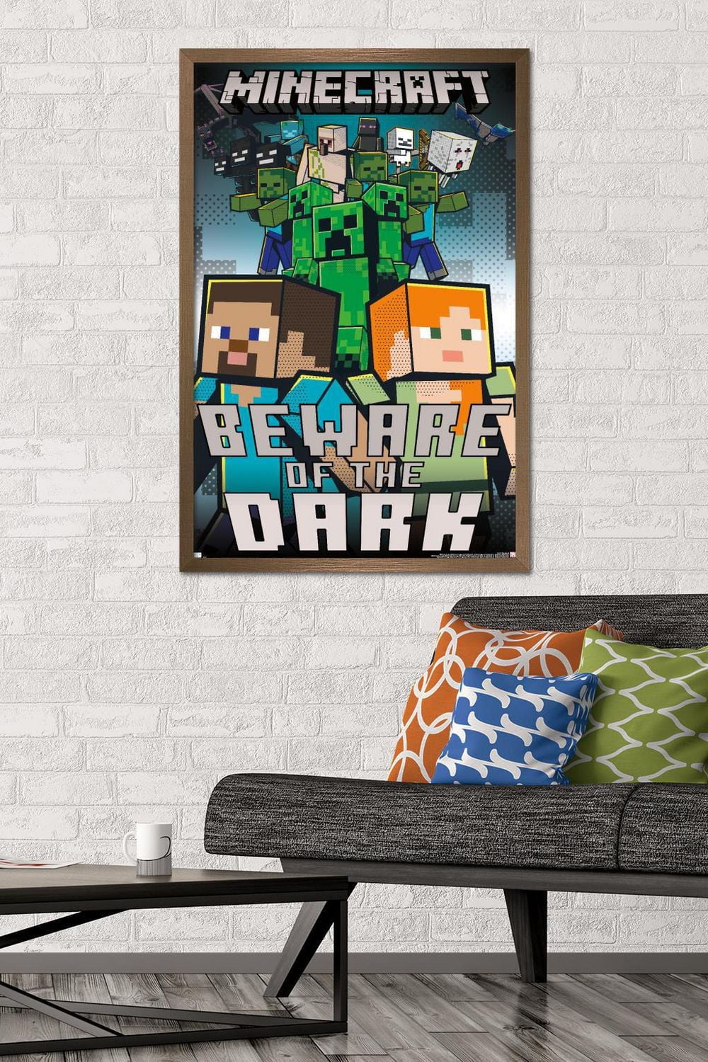 Minecraft - Beware Of The Dark Wall Poster with Magnetic Frame, 22.375" x 34"